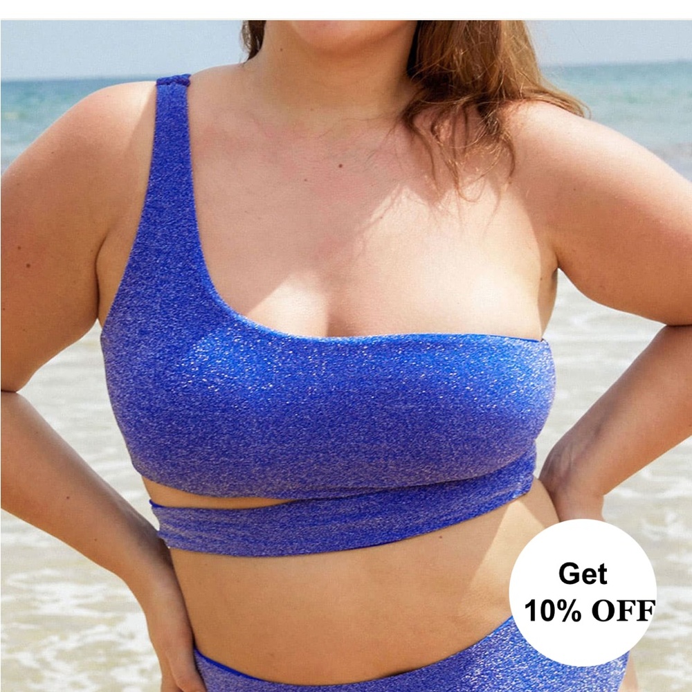 Sparkly one-shoulder bikini top - NWT